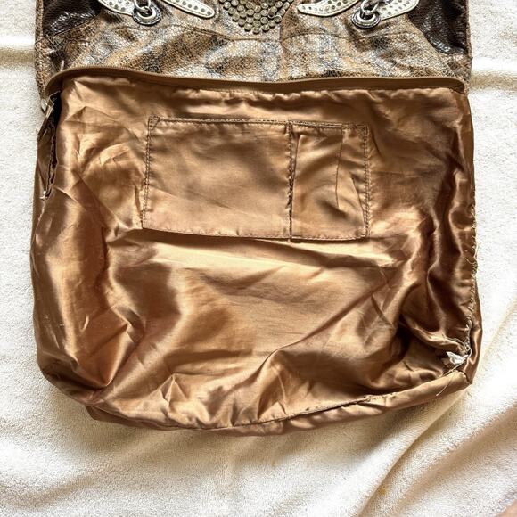 Y2K Faux Snakeskin Rhinestone Appliqué Tote Bag – 2000s Western McBling Mallcore - Picture 12 of 12